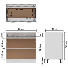 Dulap inferior cu sertar, gri beton, 80 x 46 x 81,5 cm, pal, 10 image