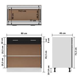 Dulap inferior cu sertar, negru, 80 x 46 x 81,5 cm, pal, 10 image