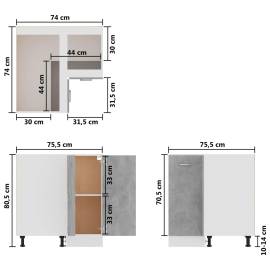Dulap inferior de colț, gri beton, 75,5 x 75,5 x 80,5 cm, pal, 10 image