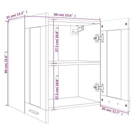 Dulap suspendat cu sticlă, gri sonoma, 60x31x60 cm, lemn, 9 image
