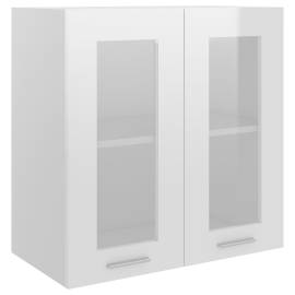 Dulap de sticlă suspendat, alb extralucios, 60x31x60 cm, pal, 2 image