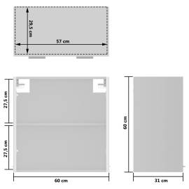 Dulap de sticlă suspendat, alb extralucios, 60x31x60 cm, pal, 9 image