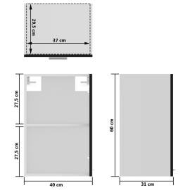 Dulap de sticlă suspendat, negru, 40 x 31 x 60 cm, pal, 10 image