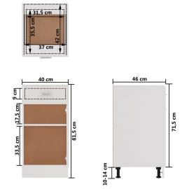 Dulap inferior cu sertar, alb, 40 x 46 x 81,5 cm, pal, 11 image