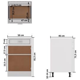 Dulap inferior cu sertar, alb, 50 x 46 x 81,5 cm, pal, 9 image