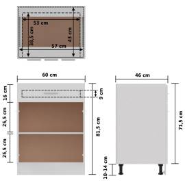 Dulap inferior cu sertar, alb, 60 x 46 x 81,5 cm, pal, 9 image