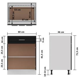 Dulap inferior cu sertar, negru, 60 x 46 x 81,5 cm, pal, 9 image