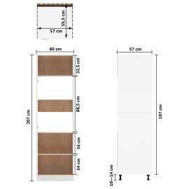 Dulap pentru frigider, alb extralucios, 60x57x207 cm, pal, 9 image