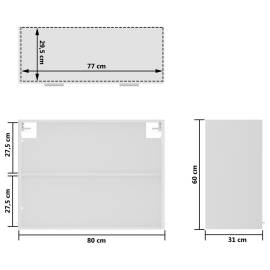 Dulap suspendat din sticlă, alb, 80 x 31 x 60 cm, pal, 9 image