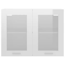 Dulap suspendat din sticlă, alb extralucios, 80x31x60 cm, pal, 5 image