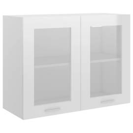 Dulap suspendat din sticlă, alb extralucios, 80x31x60 cm, pal, 2 image