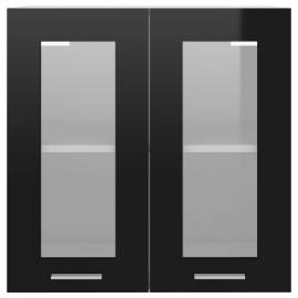 Dulap suspendat din sticlă, negru, 60 x 31 x 60 cm, pal, 6 image
