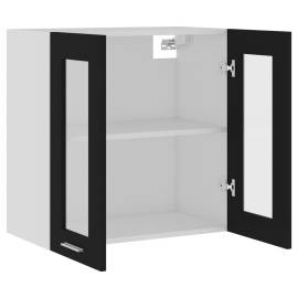 Dulap suspendat din sticlă, negru, 60 x 31 x 60 cm, pal, 5 image