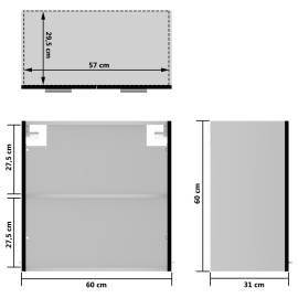 Dulap suspendat din sticlă, negru, 60 x 31 x 60 cm, pal, 9 image