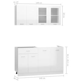 Set dulapuri bucătărie, 4 piese, alb extralucios lemn prelucrat, 8 image