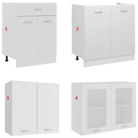 Set dulapuri de bucătărie, 4 piese, alb, lemn prelucrat, 9 image