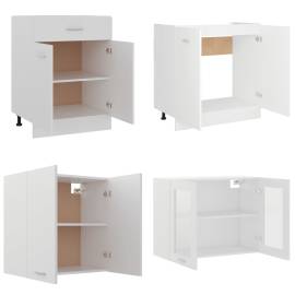 Set dulapuri de bucătărie, 4 piese, alb, lemn prelucrat, 5 image
