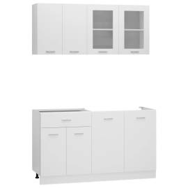 Set dulapuri de bucătărie, 4 piese, alb, lemn prelucrat, 2 image