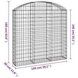 Coș gabion arcuit, 150x30x140/160 cm, fier galvanizat, 5 image