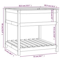 Jardinieră cu raft, 82,5x82,5x81 cm, lemn masiv de pin, 8 image