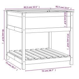 Jardinieră cu raft, maro miere, 82,5x82,5x81 cm, lemn masiv pin, 8 image