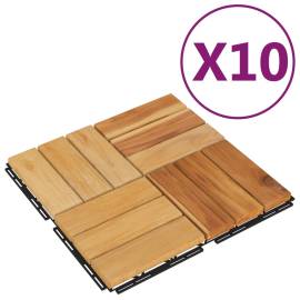 Plăci de pardoseală, 10 buc., 30x30 cm, lemn masiv de tec, 2 image