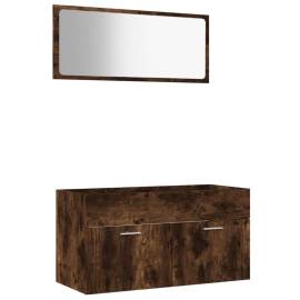 Set mobilier de baie, 2 piese, stejar fumuriu, lemn prelucrat, 2 image