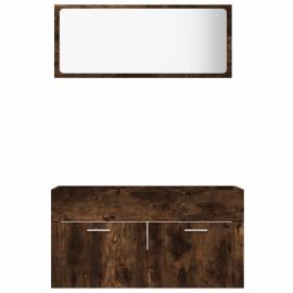 Set mobilier de baie, 2 piese, stejar fumuriu, lemn prelucrat, 5 image