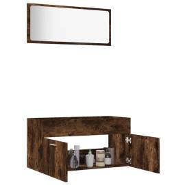 Set mobilier de baie, 2 piese, stejar fumuriu, lemn prelucrat, 4 image