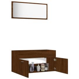 Set mobilier de baie, 2 piese, stejar maro, lemn prelucrat, 4 image