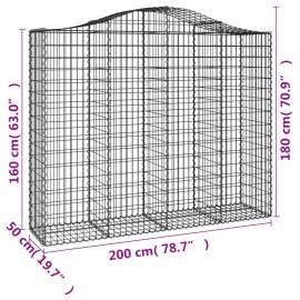 Coș gabion arcuit, 12 buc, 200x50x160/180 cm, fier galvanizat, 6 image