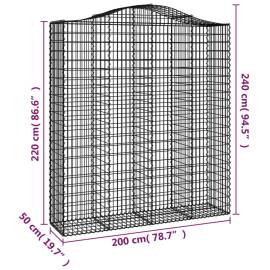 Coșuri gabion arcuite, 2 buc, 200x50x220/240cm, fier galvanizat, 6 image