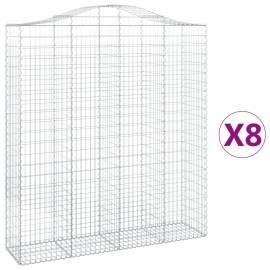 Coșuri gabion arcuite, 8 buc, 200x50x220/240cm, fier galvanizat, 2 image