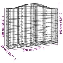 Coșuri gabion arcuite 12 buc, 200x50x140/160cm, fier galvanizat, 6 image