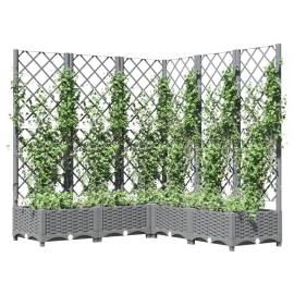 Jardinieră de grădină cu spalier gri deschis 120x120x121,5cm pp, 3 image