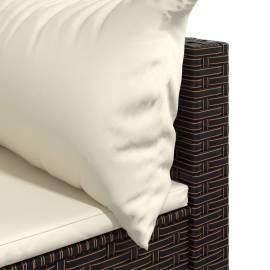 Canapea de colț cu pernă de grădină, maro, poliratan, 6 image