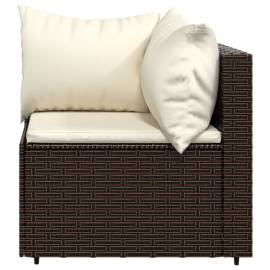 Canapea de colț cu pernă de grădină, maro, poliratan, 4 image