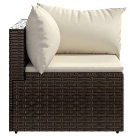 Canapea de colț cu pernă de grădină, maro, poliratan, 3 image