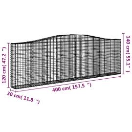 Coș gabion arcuit 400x30x120/140 cm fier galvanizat, 5 image