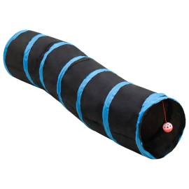Tunel pentru pisici în formă s, negru/albastru 122 cm poliester