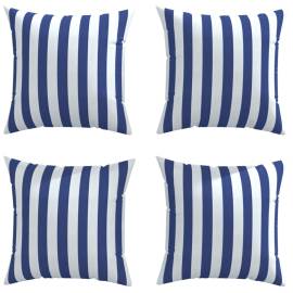 Perne decorative, 4 buc., dungi albastru&alb, 50x50 cm, textil, 2 image