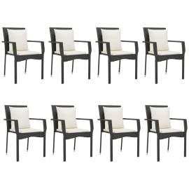 Set mobilier de grădină cu perne, 9 piese, negru, poliratan, 4 image