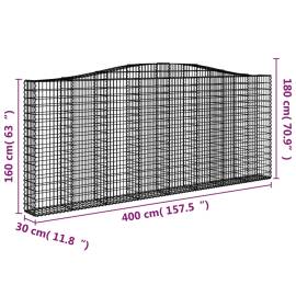 Coșuri gabion arcuite 2 buc. 400x30x160/180 cm fier galvanizat, 6 image