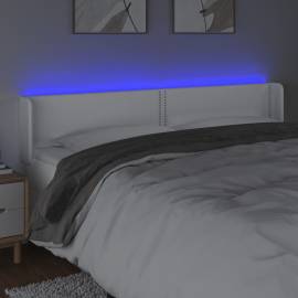 Tăblie de pat cu led, alb, 183x16x78/88 cm, piele ecologică, 4 image