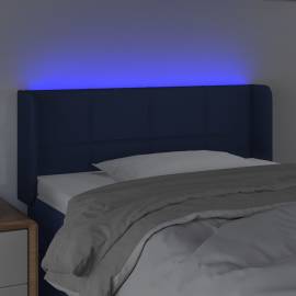 Tăblie de pat cu led, albastru, 83x16x78/88 cm, textil, 4 image