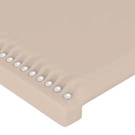 Tăblie de pat cu led, cappuccino 103x16x78/88cm piele ecologică, 5 image