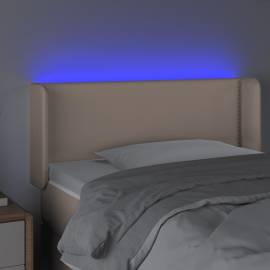 Tăblie de pat cu led, cappuccino 103x16x78/88cm piele ecologică, 4 image