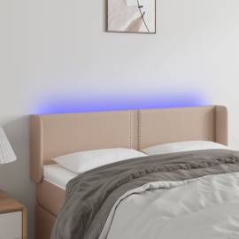 Tăblie de pat cu led cappuccino 147x16x78/88 cm piele ecologică
