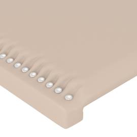 Tăblie de pat cu led cappuccino 183x16x78/88 cm piele ecologică, 5 image