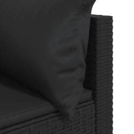 Canapea de colț cu pernă de grădină, negru, poliratan, 6 image